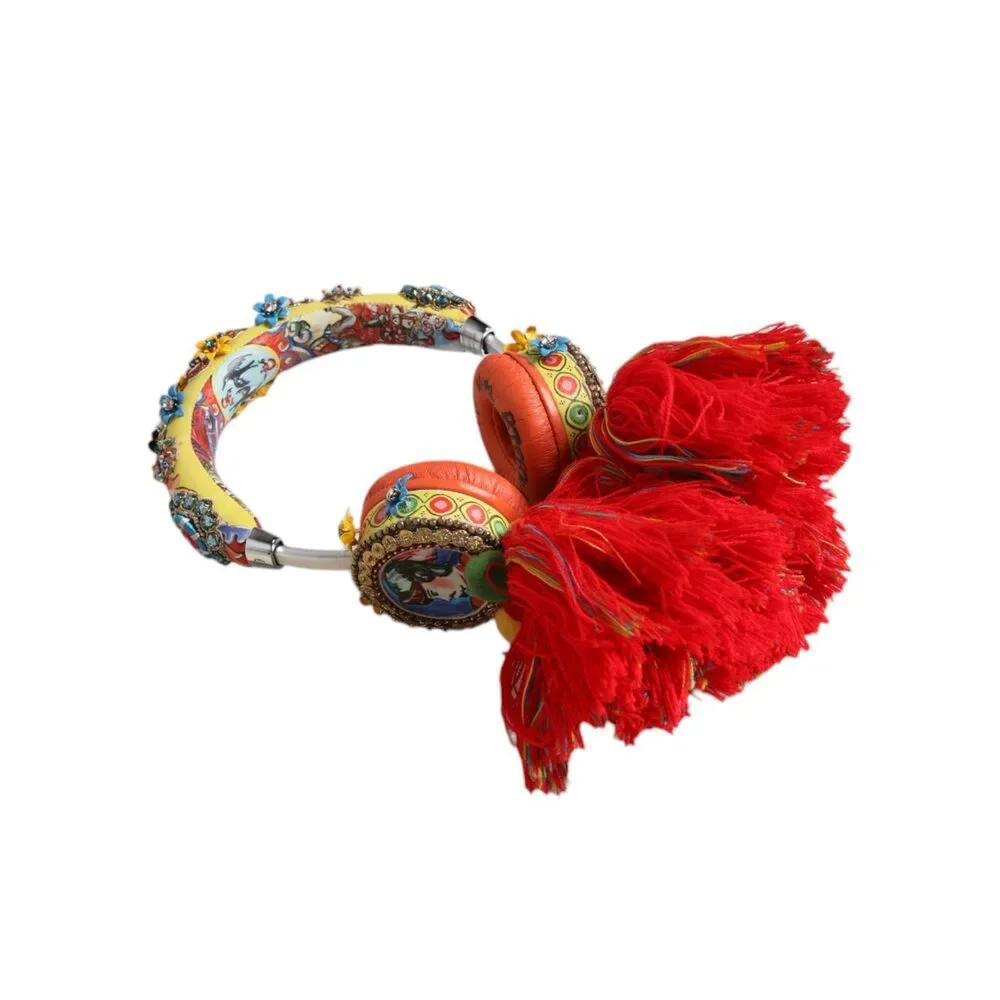 Dolce & Gabbana Multicolor Whimsical Tasseled Crystal Headset Headphones Womens - Picture 3 of 9